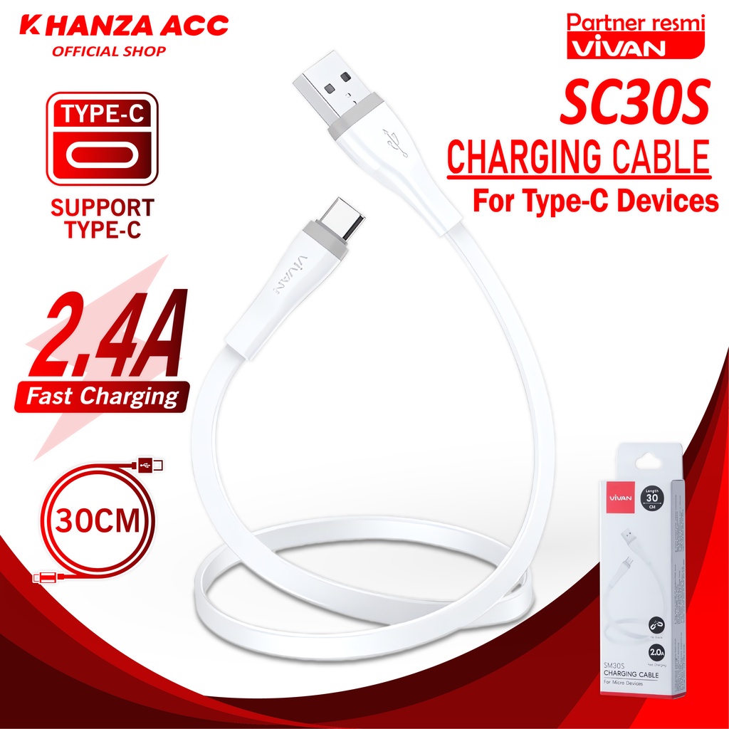 KHANZAACC VIVAN SC30S / SC100S / SC200S Kabel Data Type C 2.4A Fast Charging