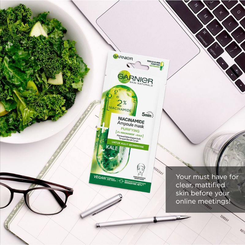 Garnier Ampoule Mask Niacinamide + Kale untuk Kulit Berminyak - Skincare