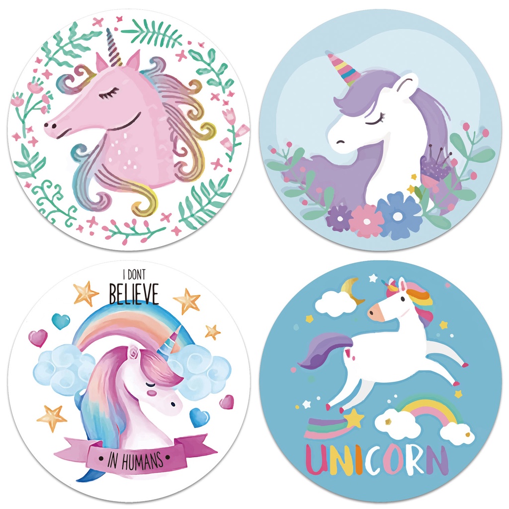 

50pcs Cute Unicorn Rainbow Seal Sticker Stiker Lucu Online Shop Packaging Label Segel