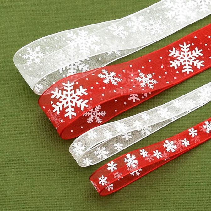 

10Meter/Roll Pita Xmas natal /Pita Snowflake merah oktransparan 2,5cm