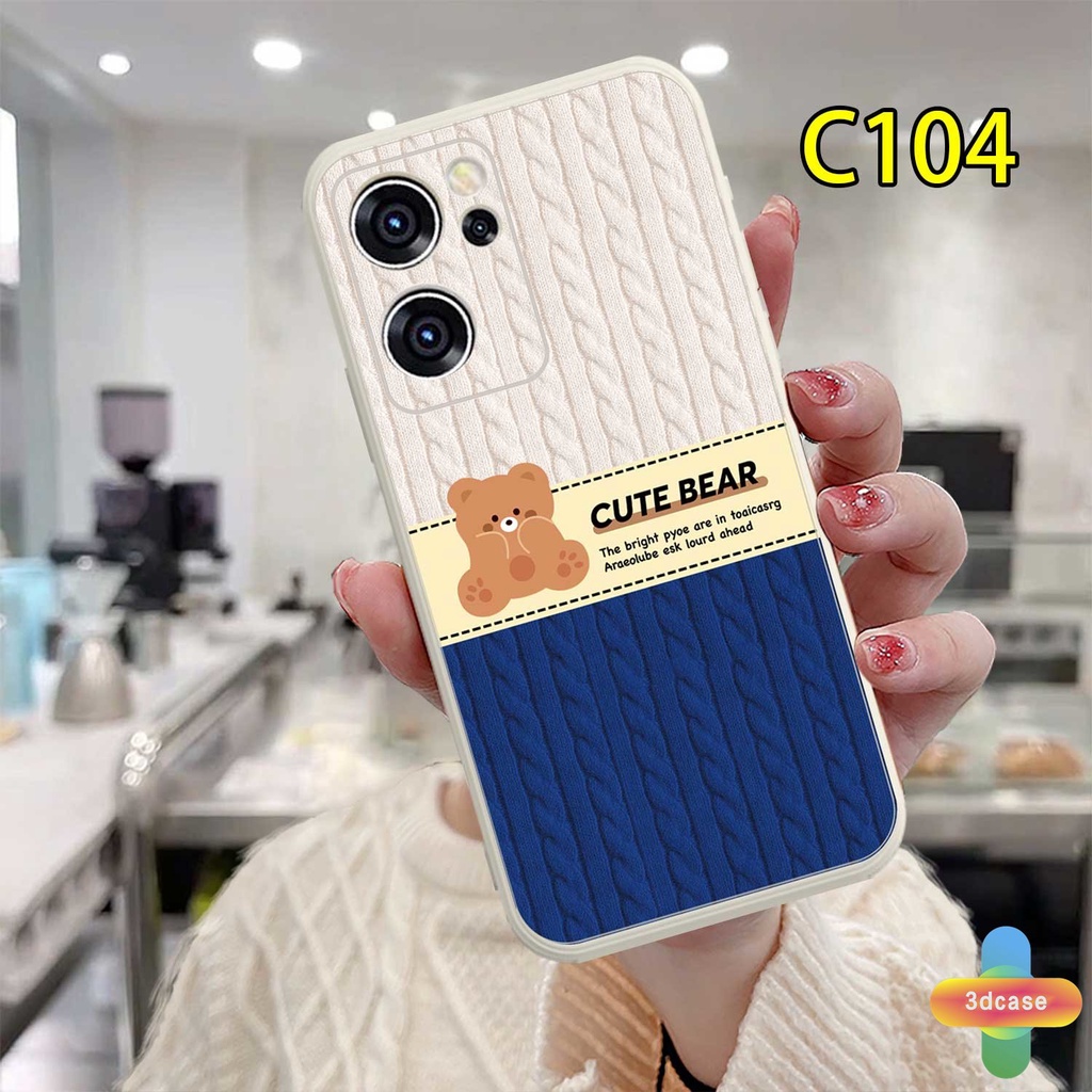 OPPO A54 A5S A3S A57 A15 A76 A96 A16 A95 A55 A7 A5 A9 A31 A53 A33 2020 A12 A1K A77 A54S A77S Reno 7 9 8 6 4 5F 4F  5 06 Lite A74 A15S A52 A11K A92 A35 A11 A93 A32 A72 A94 A53S F19 F21 F17 Rajut Motif Kotak Kartun Soft Case Beruang