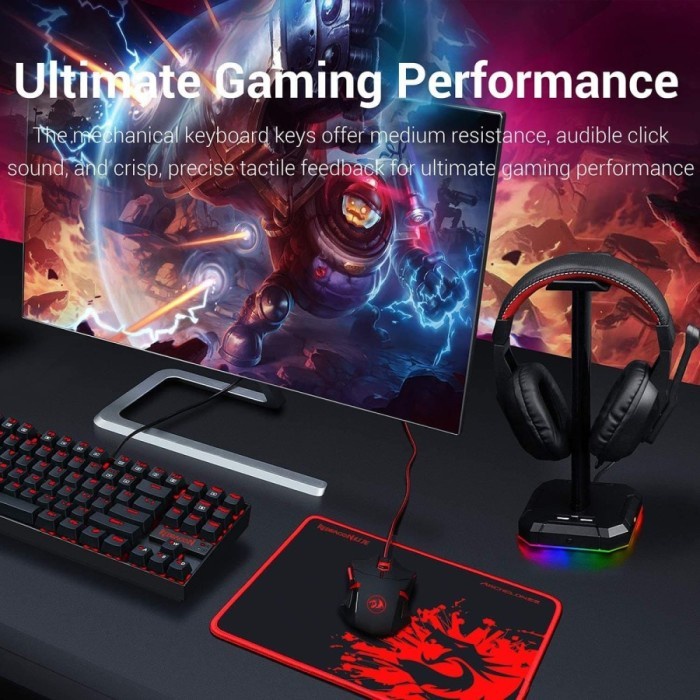 Keyboard TKL Mouse Pad Headset 4 in 1 Redragon Gaming Combo K552 BB