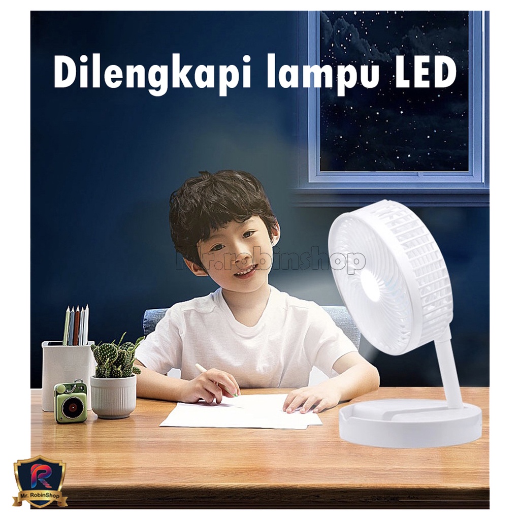 Kipas angin dan lampu belajar  lipat portable stand / portable fan folding stand / Cooling Fan rechargeable