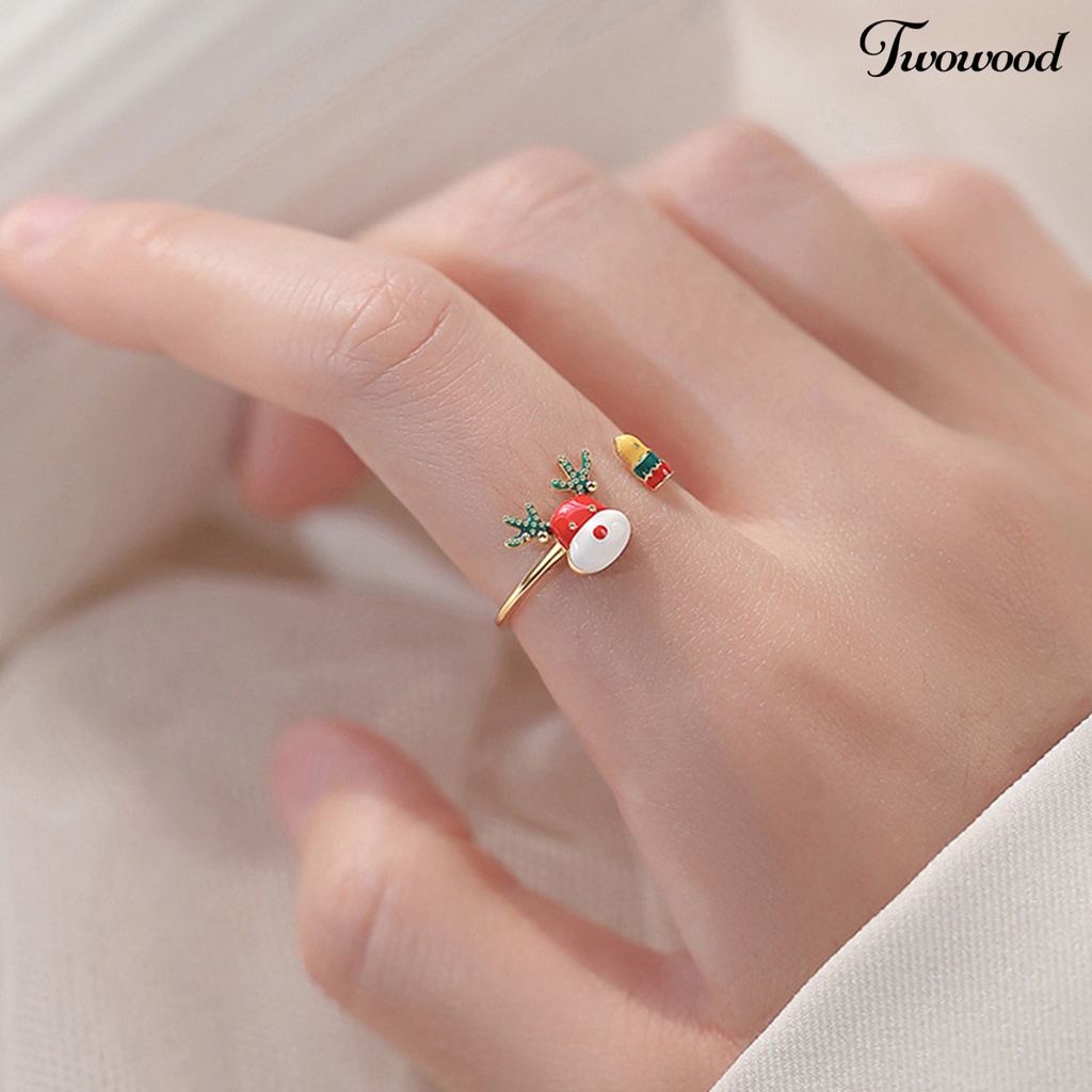 Cincin Model Terbuka Desain Rusa Warna Emas Putih Untuk Wanita