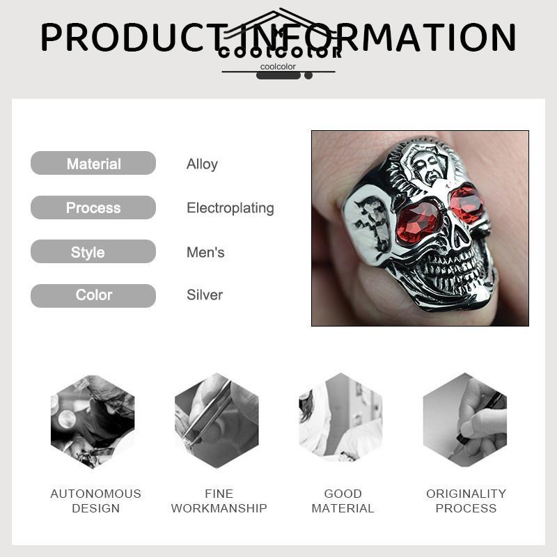 COD❤️Cincin Motif Tengkorak Trend Fashion vintage rock ruby cincin Untuk Pria Aksesoris cincin pria titanium retro- cl