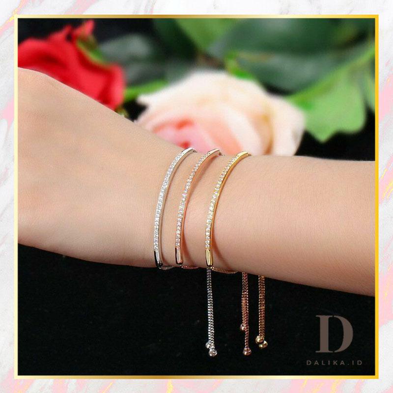 Gelang Serut Wanita Kristal Melengkung Smile Dalika