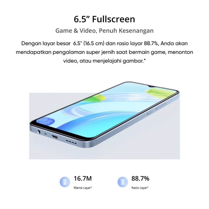 Realme C30 [2GB+32GB - 4GB+64GB] Unisoc Tiger T612 | 8MP Single | 6.5&quot; IPS LCD | Li-Po 5000mAh | Garansi Resmi Realme 1 Tahun