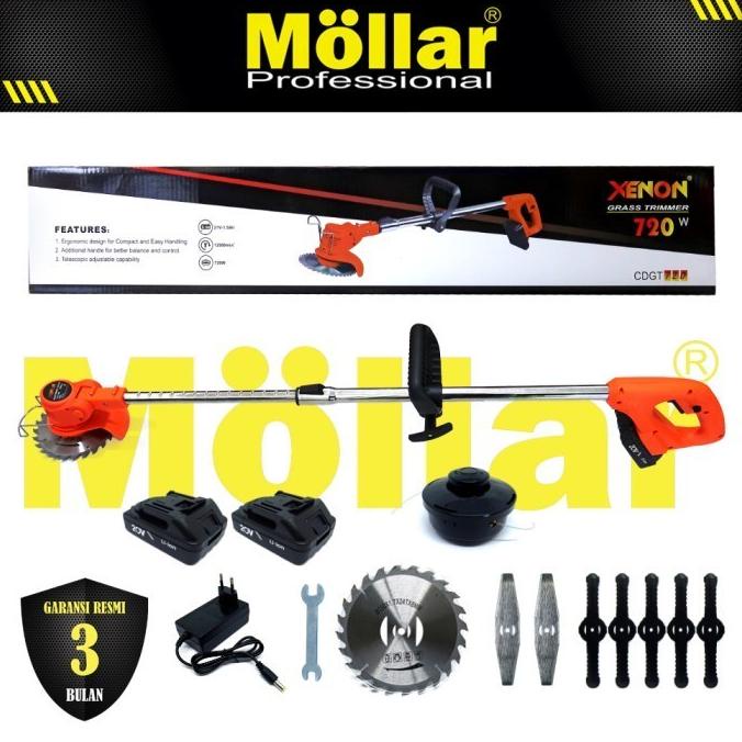 XENON MOLLAR GRASS TIMER CORDLESS 18V MESIN POTONG RUMPUT CAS BATERAI barang laris