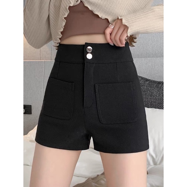 (S-XXL) KOREAN TWO BUTTON SIMPLE POCKET STYLE PANTS CELANA WANITA