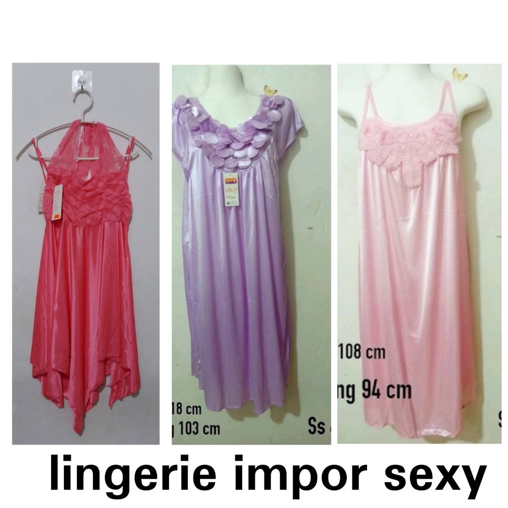 Lingerie Sexy Impor Daster Dress Bahan Satin Dewasa.