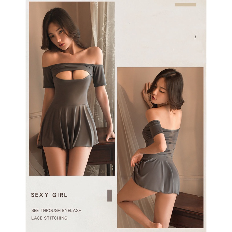 Baju Lingerie Sexy Halus bernapas Baju tidur Strapless Sekretaris Cosplay Dress A566