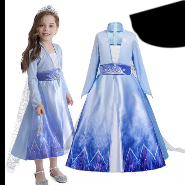 Hadiah Natal - Dress Elsa Frozen Dress anna Baju Anak Kostum anak Aksesoris elsa Komplit