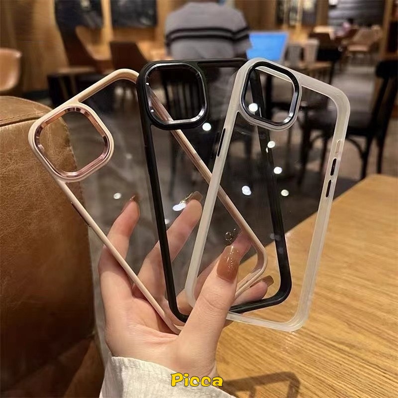 Soft Case Silikon Transparan 3 in 1 Warna Permen Untuk iPhone 11 14 Pro Max 7Plus 8Plus XR 14 Plus 12 13 Pro Max 6 6s 7 8 Plus X XS Max SE 2020