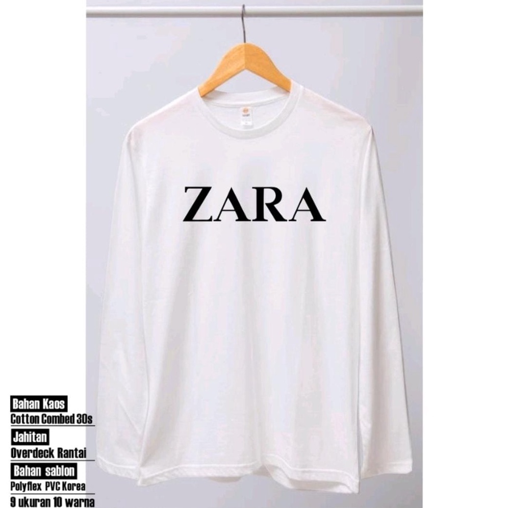 BAJU KAOS T-SHIRT DISTRO LENGAN PANJANG KEREN PRIA WANITA ZARA COTTON COMBED 30s