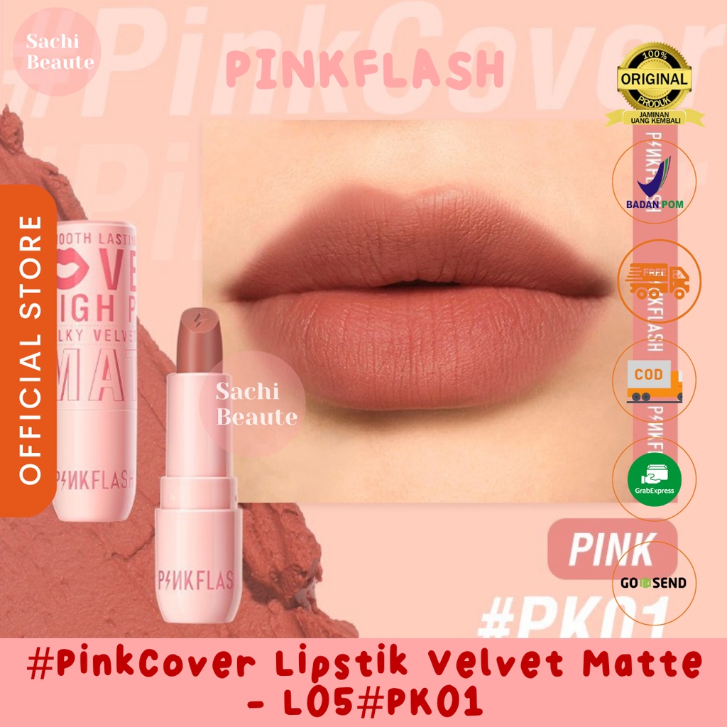 PINKFLASH PinkCover Cover Girl Velvet Matte Cream Lipstick High Pigment Halus dan Lembut Seperti Krim - PK01