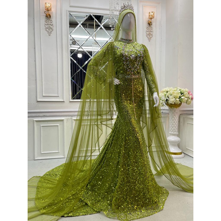 kebaya pengantin / kebaya ekor sambung / kebaya bahan squin