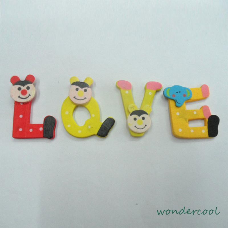 Stiker Kulkas Magnet Lucu Kartun Alphabet Tempelan Kayu Bahan Untuk Dekorasi Kulkas-Won