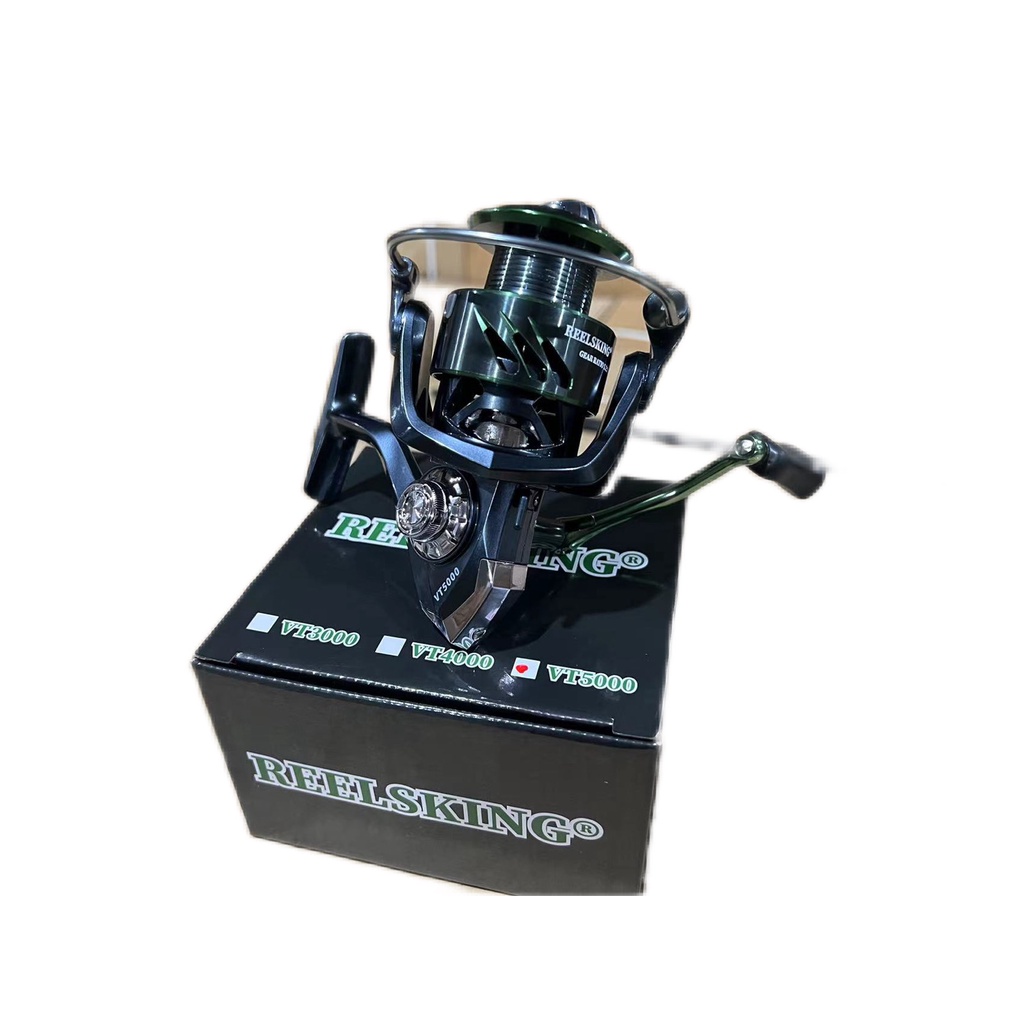 POWER HANDLE GULUNGAN PANCING REELSKING VT 2000 -7000 WARNA HITAM HIJAU SPINNING REEL SPOOL METAL