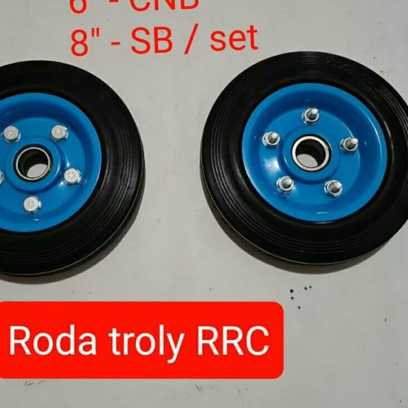 roda troli 8" inch ban karet Roda karet troli 8" inch
