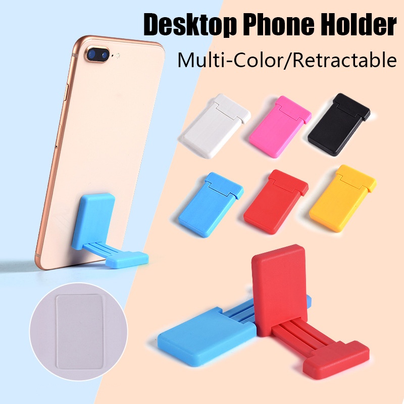 1pc Stand Holder Ponsel Universal Mini Portabel Dapat Ditarik Warna Permen Bahan Plastik Untuk Meja