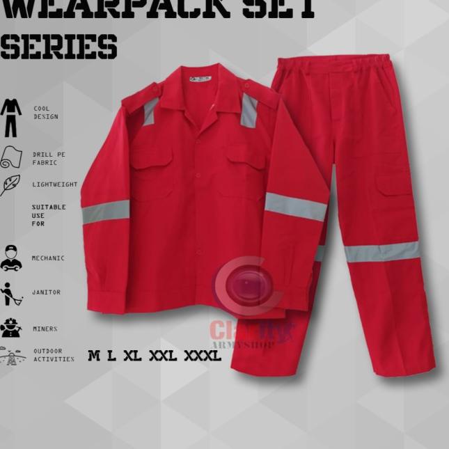 Wearpack Safety Setelan Scotchlite/Wearpack Potongan/Werpak Skotlet - Merah, L
