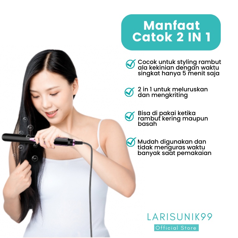 Catokan Rambut Keriting Lurus 2 in 1 Wanita Pelurus Pengeriting Catok Rambut Terbagus Alat Pencatok Keriting Catok Rambut Lurus Pengriting Ion Tourmaline Besi Perawatan Kecantikan Ori Original Premium Terbaru