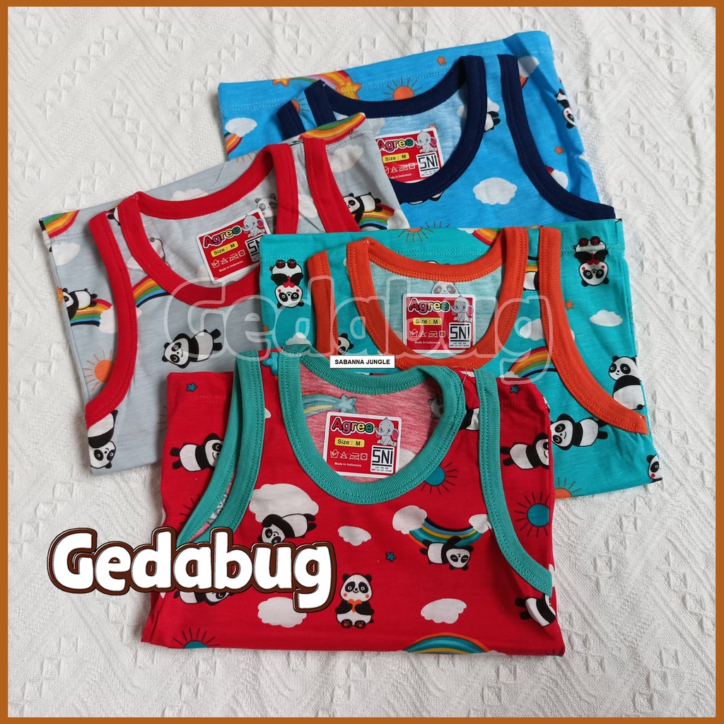 3 Pcs - Singlet Agree SM - 021 Panda | Singlet anak Motif Lucu dan Berkualitas | Gedabug