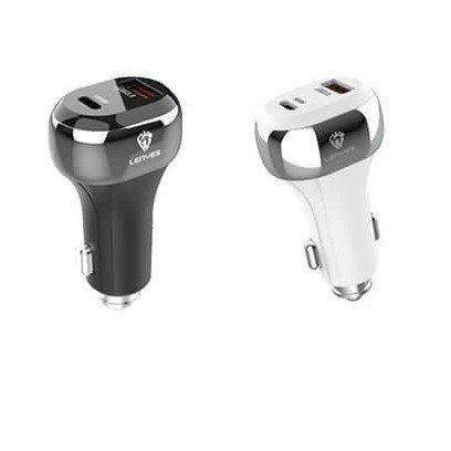 LENYES CA869 38W Car Charger Saver Mobil Quick Charge 3.0 2in1 Type C USB Port