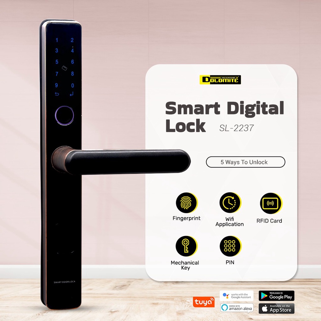 SMART DIGITAL LOCK HANDLE KUNCI DIGITAL PINTU RUMAH ANDROID IOS 2237