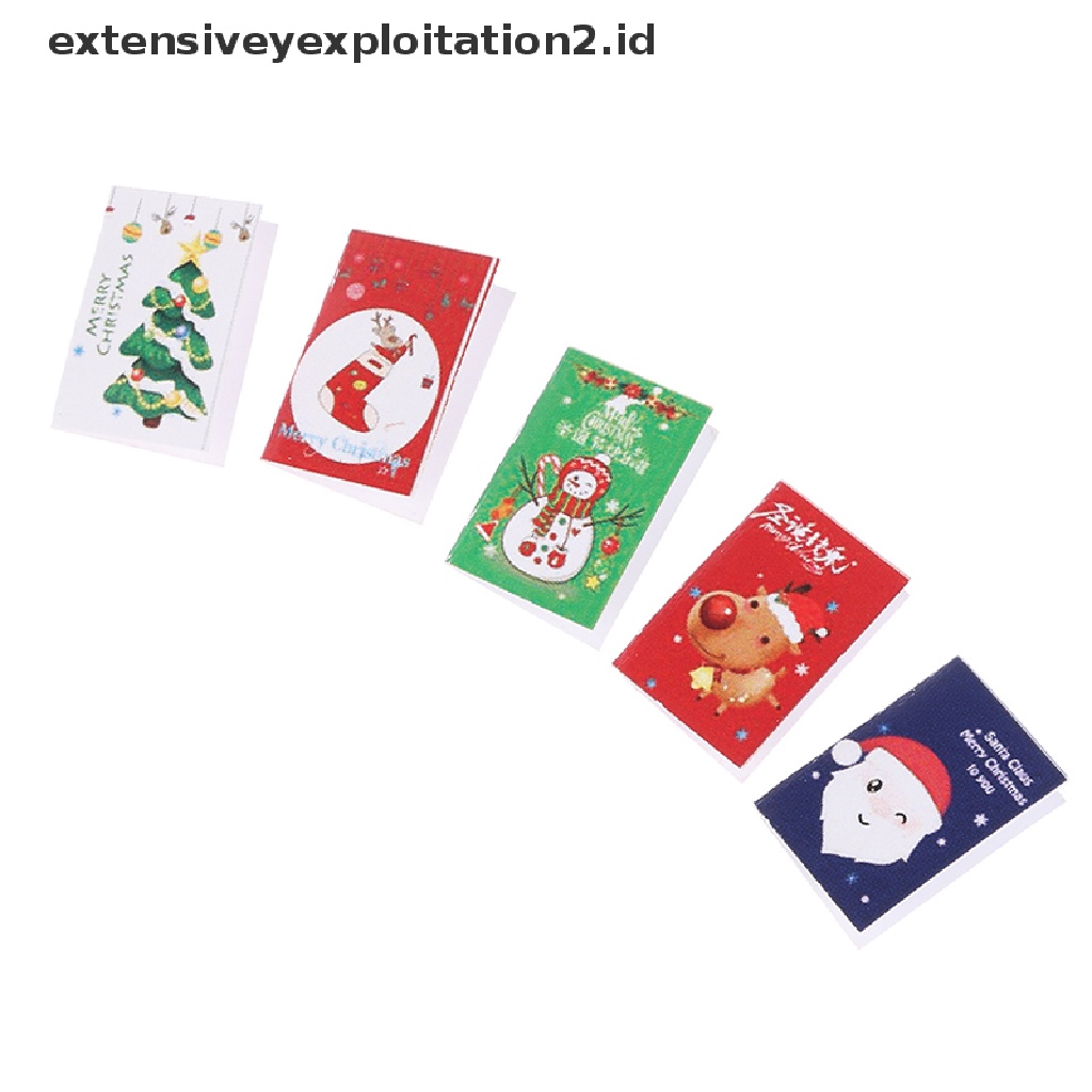 5pcs / Set Mainan Miniatur Kartu Natal Skala 1: 12 Untuk Aksesoris Rumah Boneka