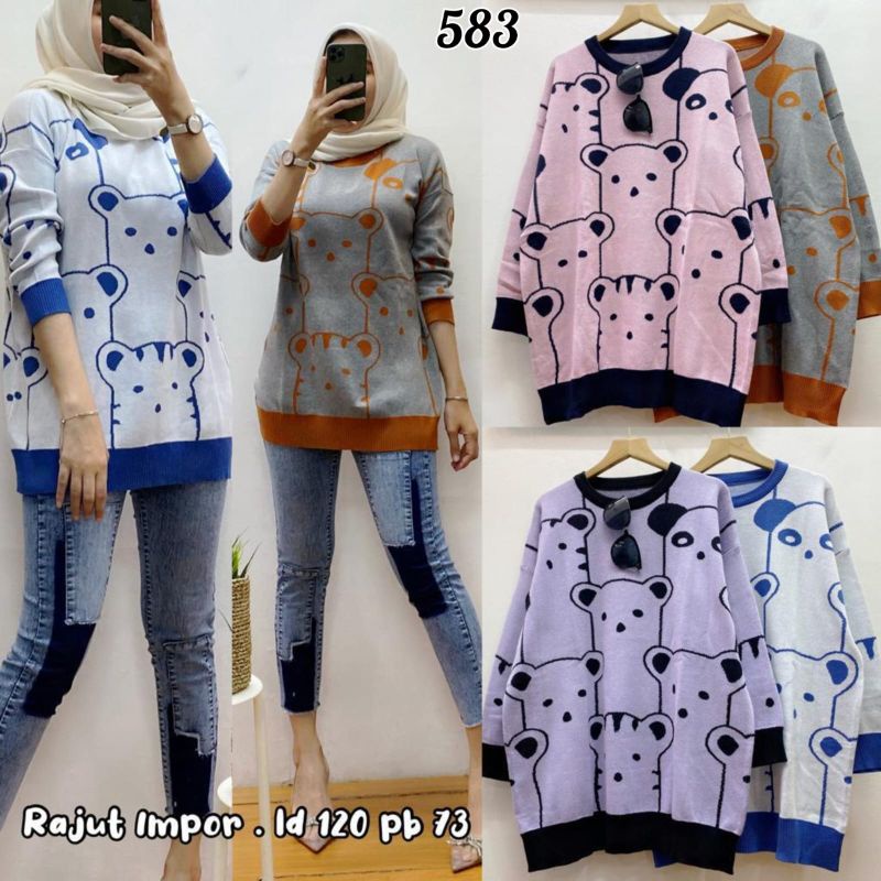 Bear Rajut Jumbo blouse wanita blouse jumbo blouse muslim blouse rajut jumbo blouse rajut import blo