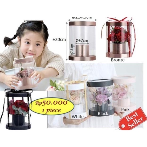 

Mini Opp Round Flower Box - Box mika - mica flower box - Putih
