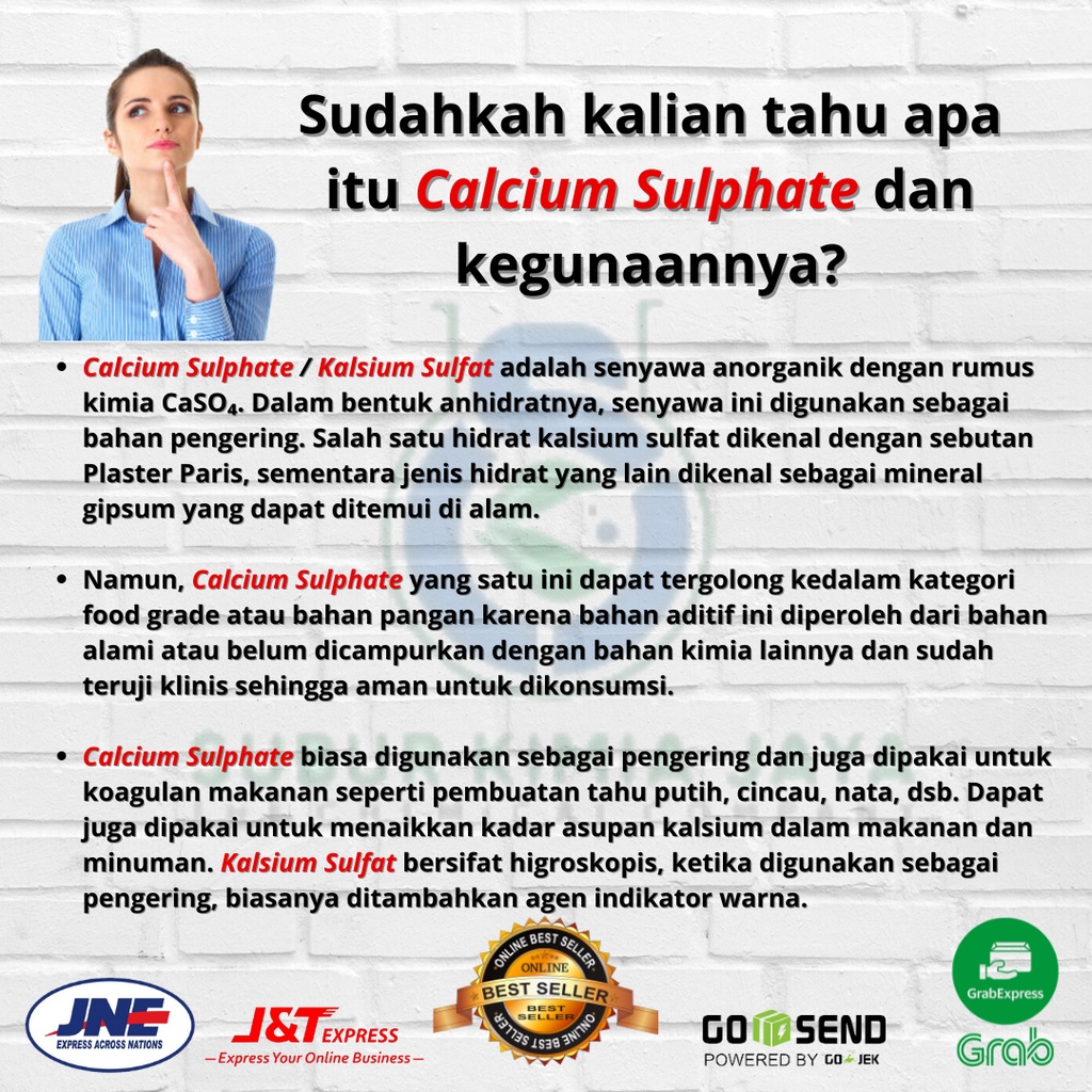 

Classica2106 Calcium Sulphate / Kalsium Sulfat / Calcium Sulfate Food Grade 1 Kg