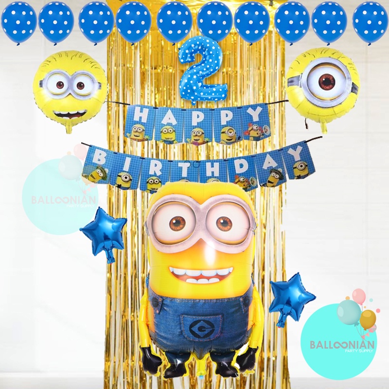 Jual MINION SIMPLE BIRTHDAY DECORATION SET/DEKORASI ULTAH ANAK/BALON