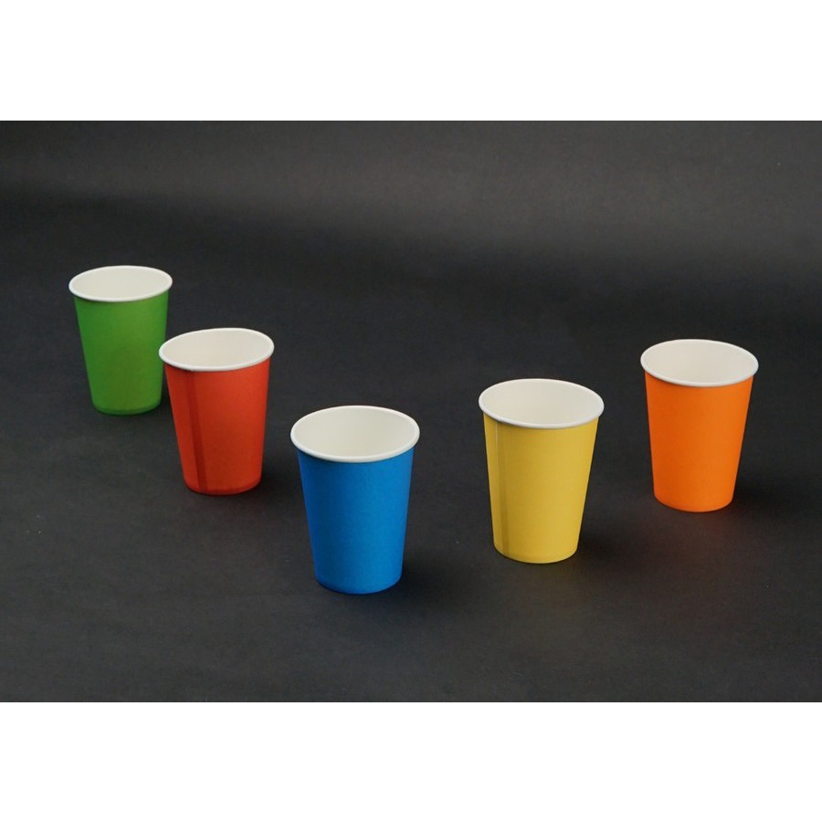 50pcs Paper Cup 9oz HOT Warna Warni Gelas Kertas Pesta / Kopi / Coffee / Teh
