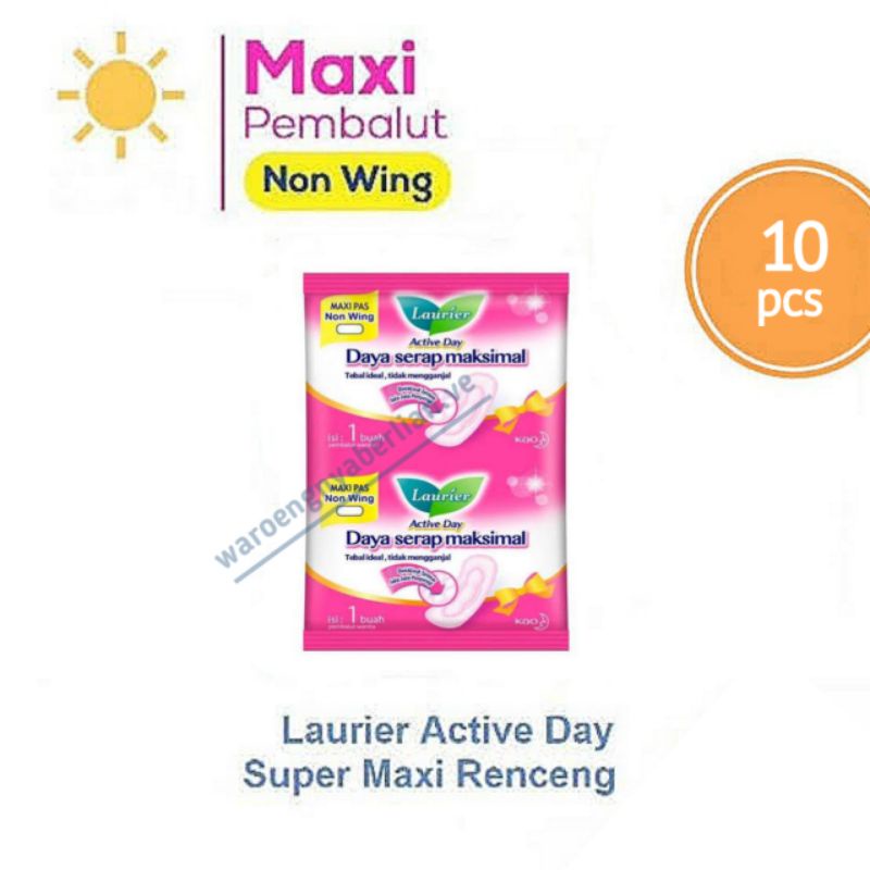 Laurier Active Day Super Maxi Non Wing Renceng/Pembalut Laurier Renceng Isi 10 Pcs