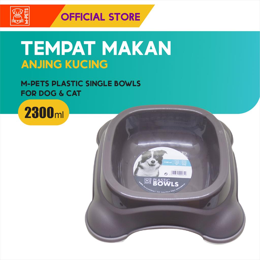 M-Pets Plastic Single Bowl 2300 ml / Tempat Makan Anjing Kucing