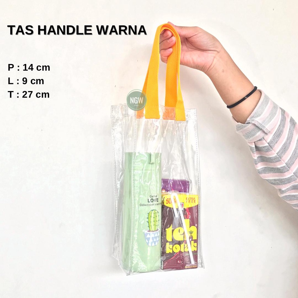 Tas pvc mika handle orange 14x9x27 hampers goodie bag souvenir