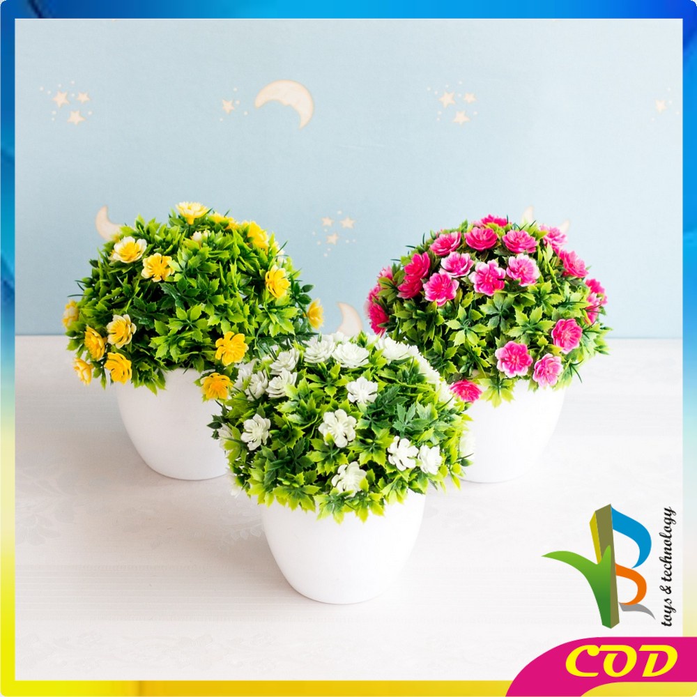 RB-C35-37 Ornamen Pot Bonsai Pajangan Dekorasi Rumah Tanaman Bunga Hias Plastik Artificial Flower