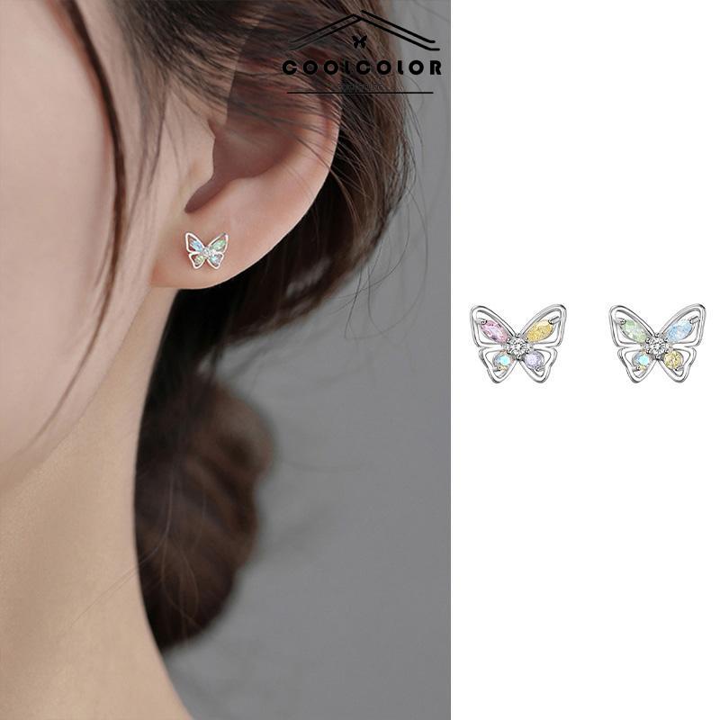 COD❤️925 Anting Kupu-kupu Perak Sterling  Anting Desain Niche Mewah Ringan Musim Panas Wanita  Sederhana- cl