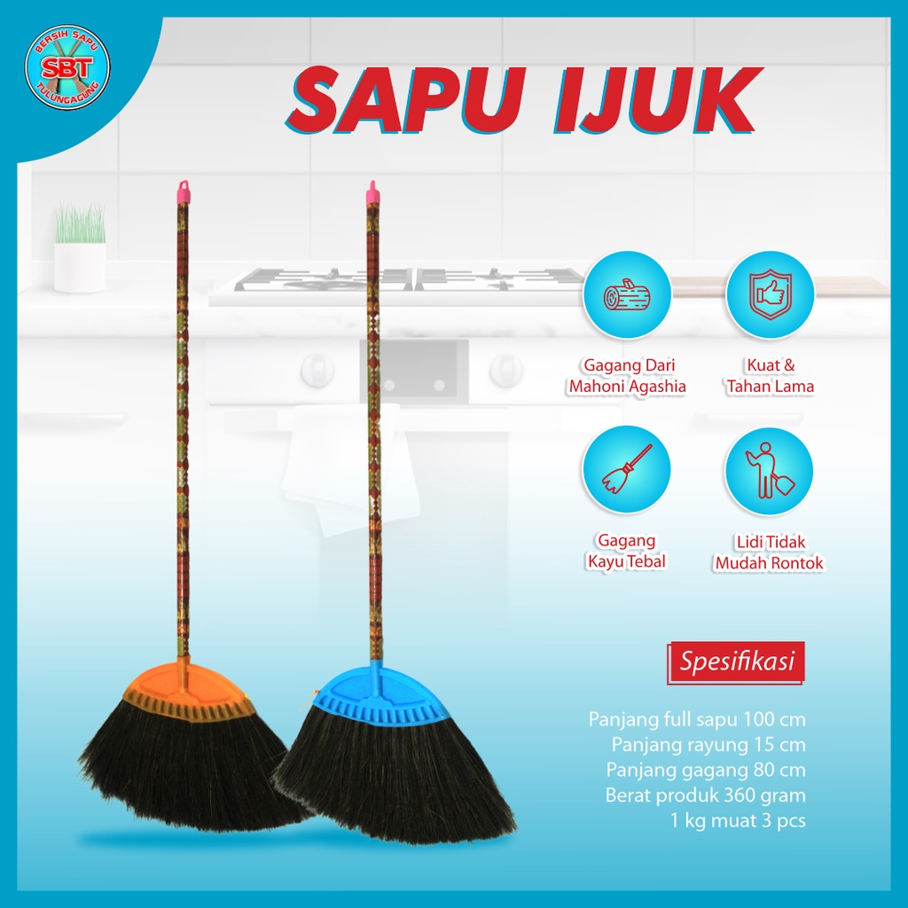 Jual Sapu Lantai Sapu Ijuk Injuk Alat Kebersihan Sapu Lantai Ijuk Hitam ...