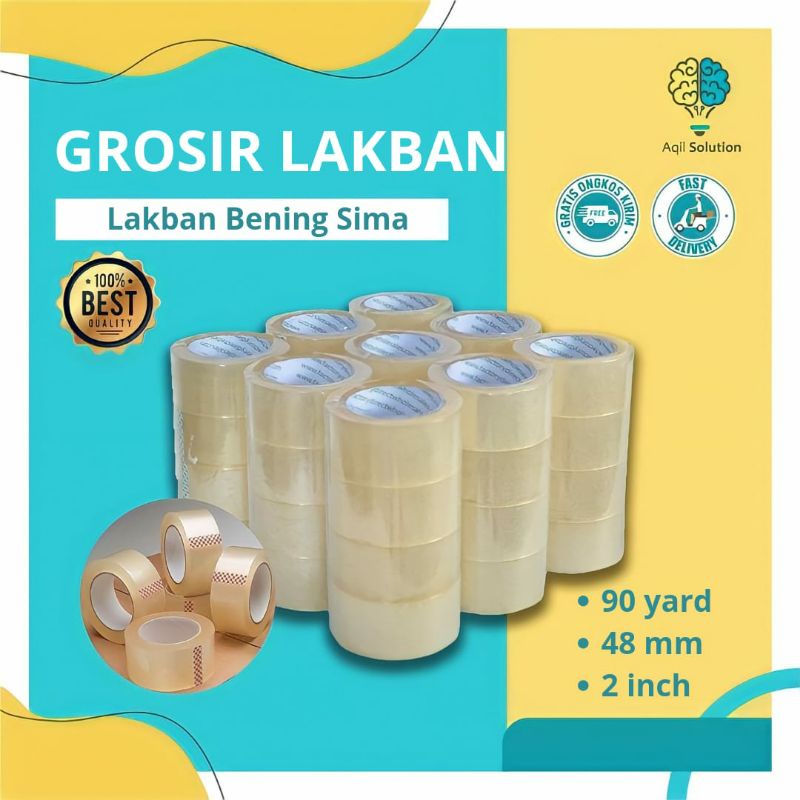 ( Grosir ) Lakban Sima tape, Lakban Bening 2&quot; inch x 90 yard x 48 mikro Termurah