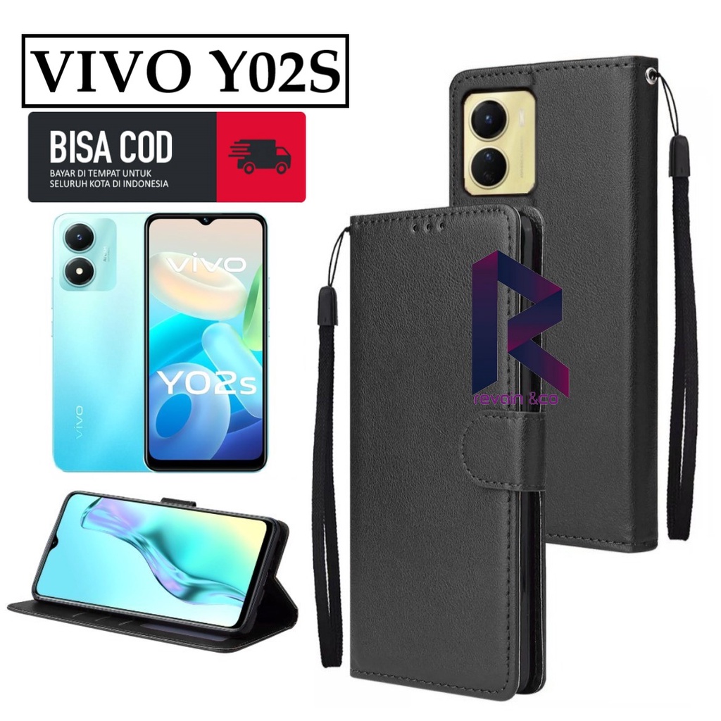 CASE VIVO Y02S FLIP WALLET LEATHER KULIT PREMIUM SARUNG BUKA TUTUP KESING HP FLIP CASE VIVO Y02S