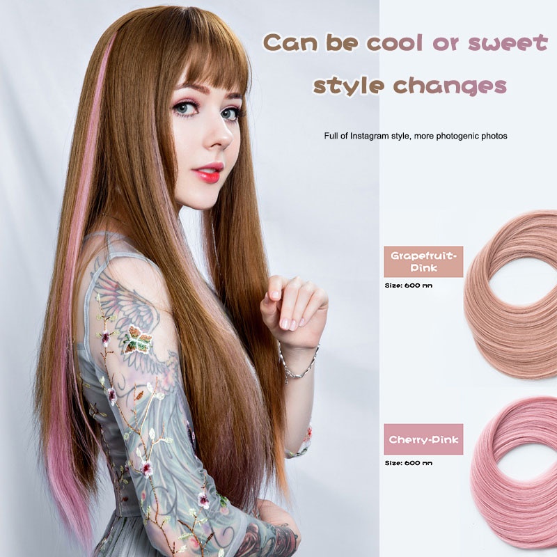 [✅READY STOCK] Wanita Warna-warni Fashion Potongan Wig Mulus Panjang Rambut Lurus dengan Klip Potongan Rambut Baru Datang Penjualan Panas Mode  Lurus dengan Klip Potongan Rambut