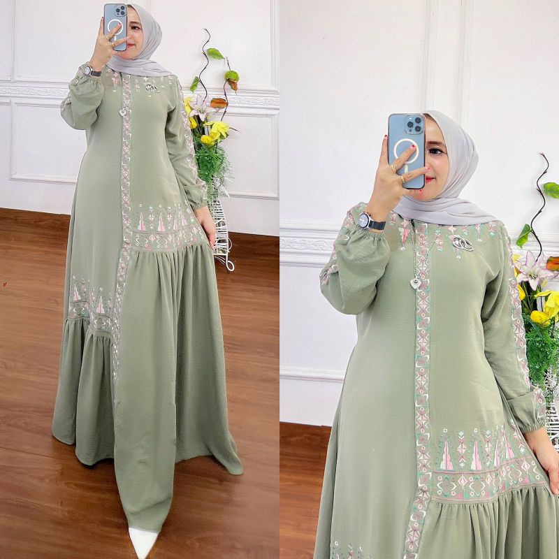 Gamis Crinkle Terbaru Gamis Pintu Aceh Mix Bordir Import Premium Gamis Kasual Dress Kekinian Gamis V
