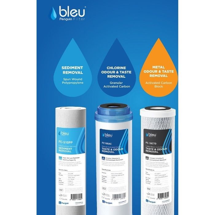 Filter Keran Air Paket Refil Filter Air Bleu Penguin 10" / Pre Filter Mesin Ro Bleu 10"