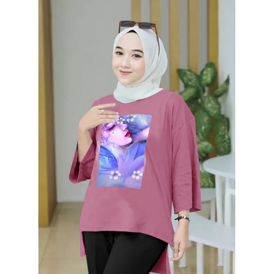 KIYOREN TUNIK JUMBO XXL WANITA MUSLIM DEWASA TUNIK LENGAN 7/8
