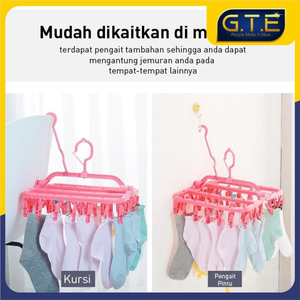 GTE | HANGER SERBAGUNA 32 JEPIT | GANTUNGAN BAJU | GANTUNGAN JEMURAN | 32 HOOK