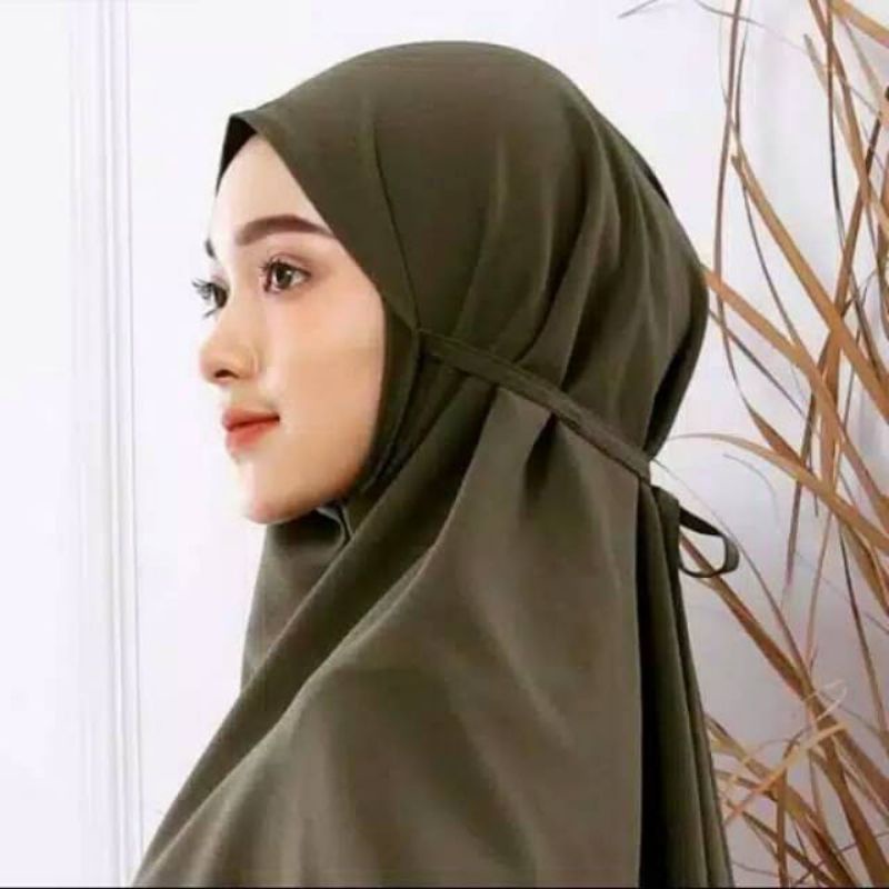 Bergo Maryam Polos Khimar instan  Kerudung Tali instan