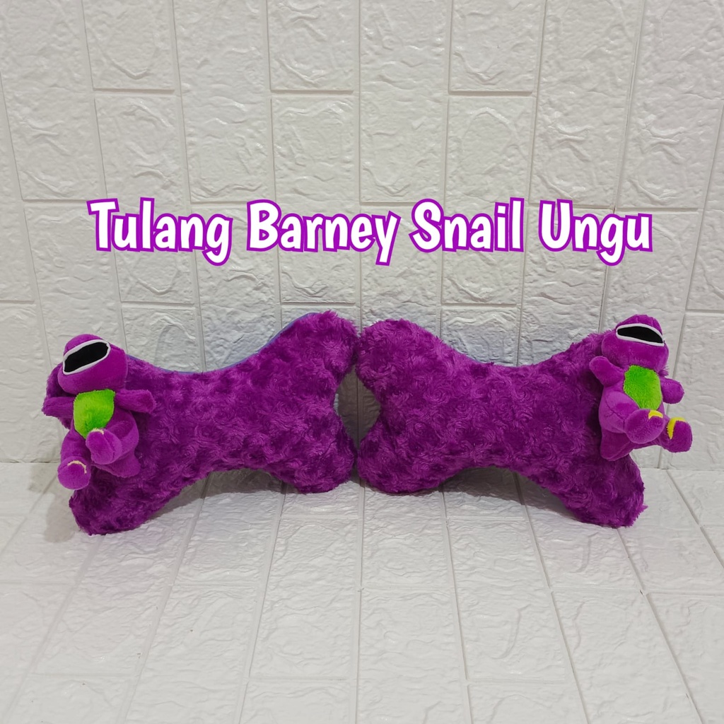 Bantal Mobil Sandaran Penyangga Pengaman Tulang Boneka Barney Snail Ungu